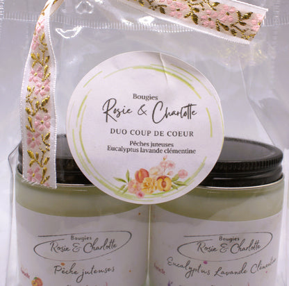 Duo Coup de Coeur Pêches Juteuses et Eucalyptus lavande clémentine